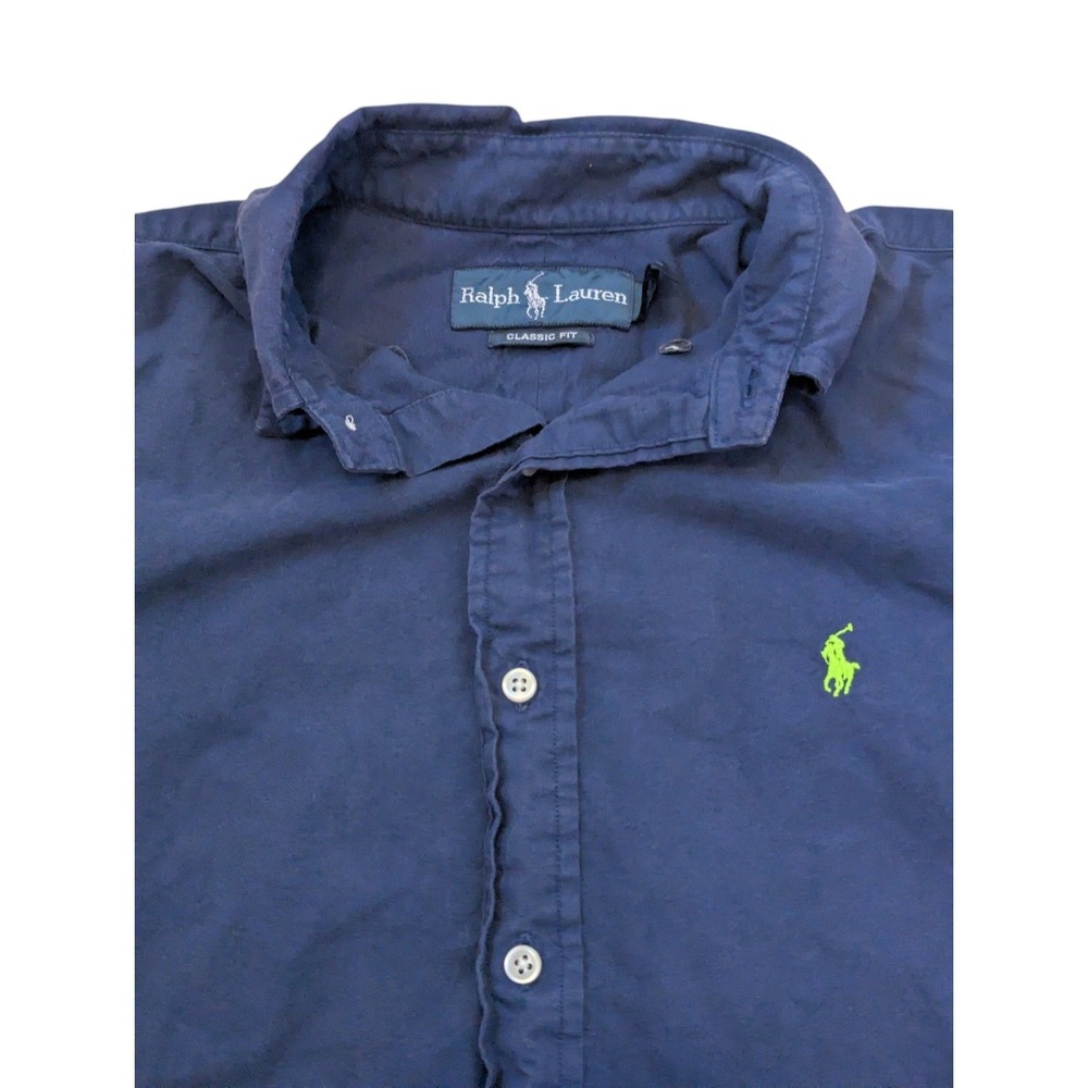 Ralph Lauren Classic Fit Mens Small Button Down Shirt Green Pony